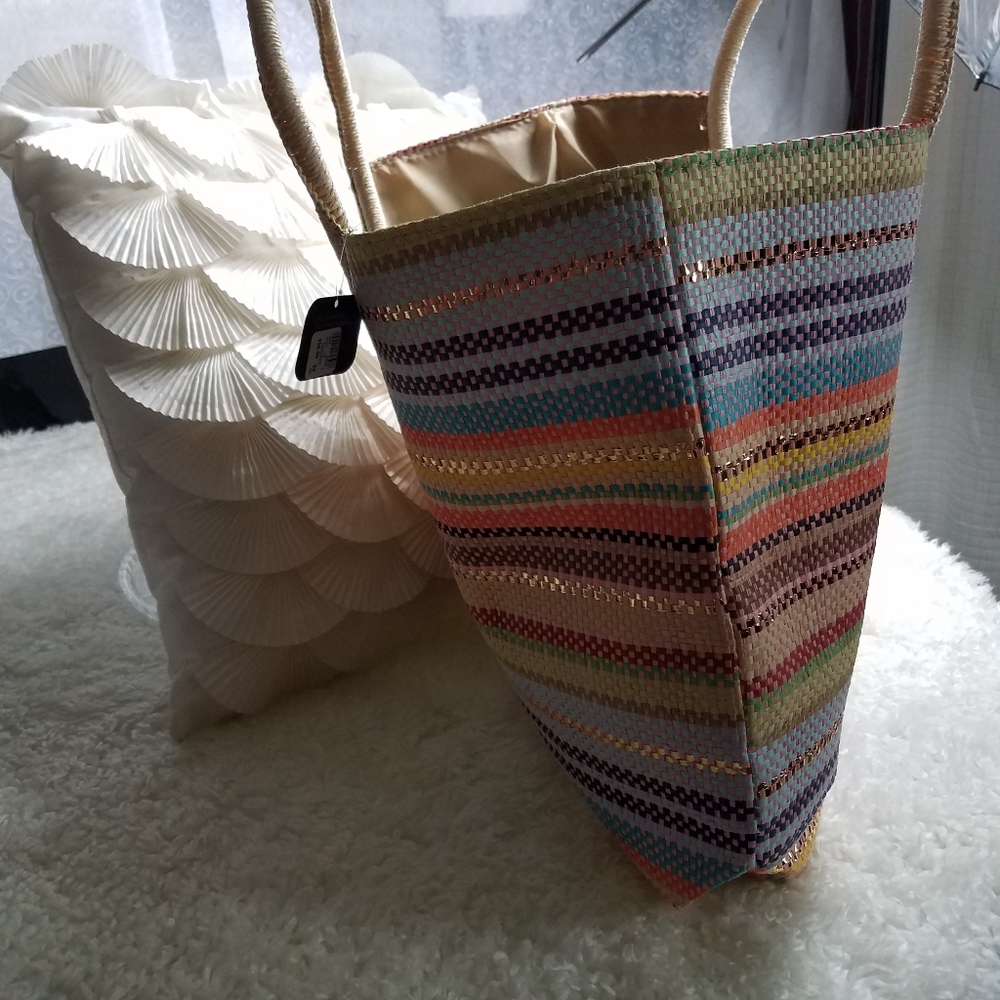New Avenue Bright Multicolored Straw Tote - Picture 4 of 8
